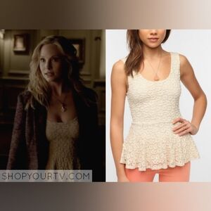 ASO Caroline Forbes In TVD || Pins and Needles Daisy Lace Peplum Top